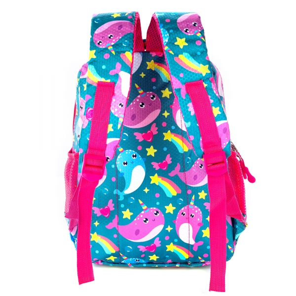 Ghiozdan mediu scoala 4 compartimente 38 x 25 x 15 cm Mesco Balene Unicorn [2]