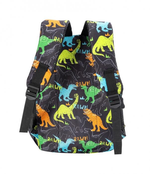 Ghiozdan mediu scoala 4 compartimente 38 x 25 x 15 cm Mesco Dinozauri fundal negru [2]