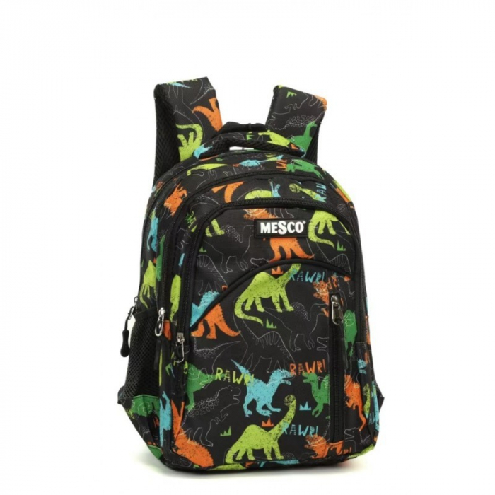 Ghiozdan mediu scoala 4 compartimente 38 x 25 x 15 cm Mesco Dinozauri fundal negru [3]