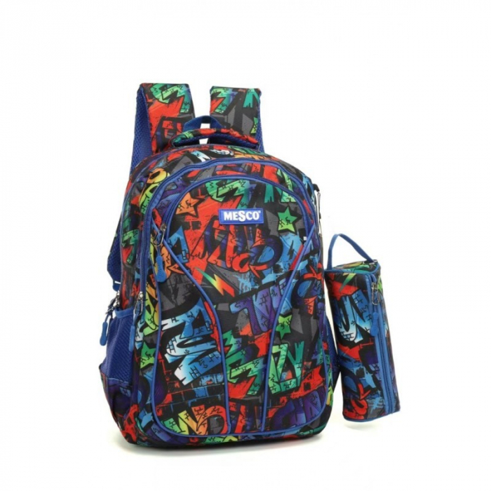 Ghiozdan scoala Grafitti Crazy, 4 compartimente si penar, Mesco 44 x 32 x 16 cm [3]