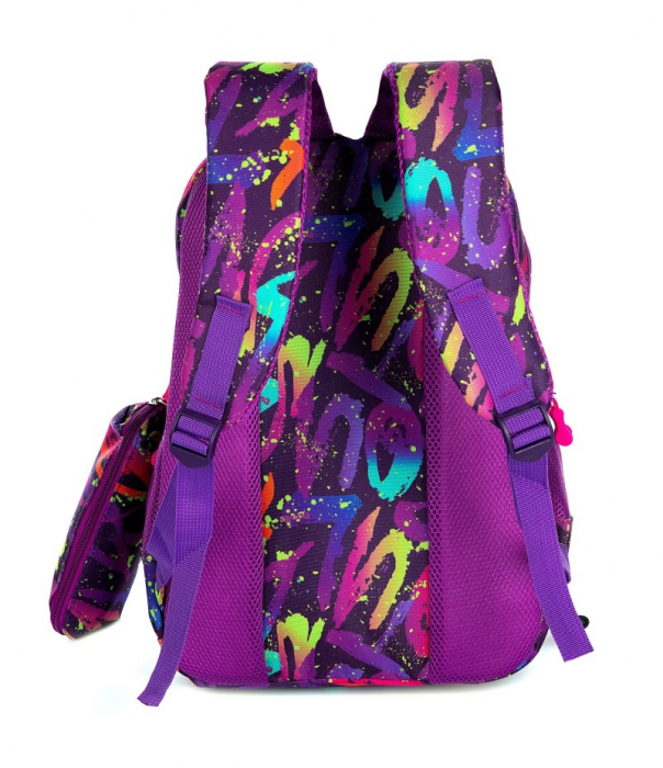 Ghiozdan scoala Mesco 4 compartimente si penar, Multicolor, 44 x 32 x 16 cm [2]