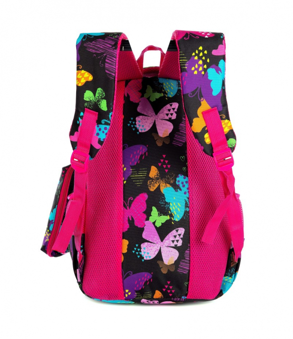 Ghiozdan scoala Mesco Fluturi, 4 compartimente si penar, Multicolor, 44 x 32 x 16 cm [2]