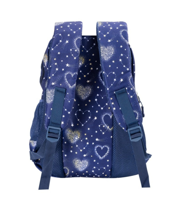 Ghiozdan scoala bleumarin cu inimioare, 4 compartimente si penar, Mesco 44 x 32 x 16 cm [2]