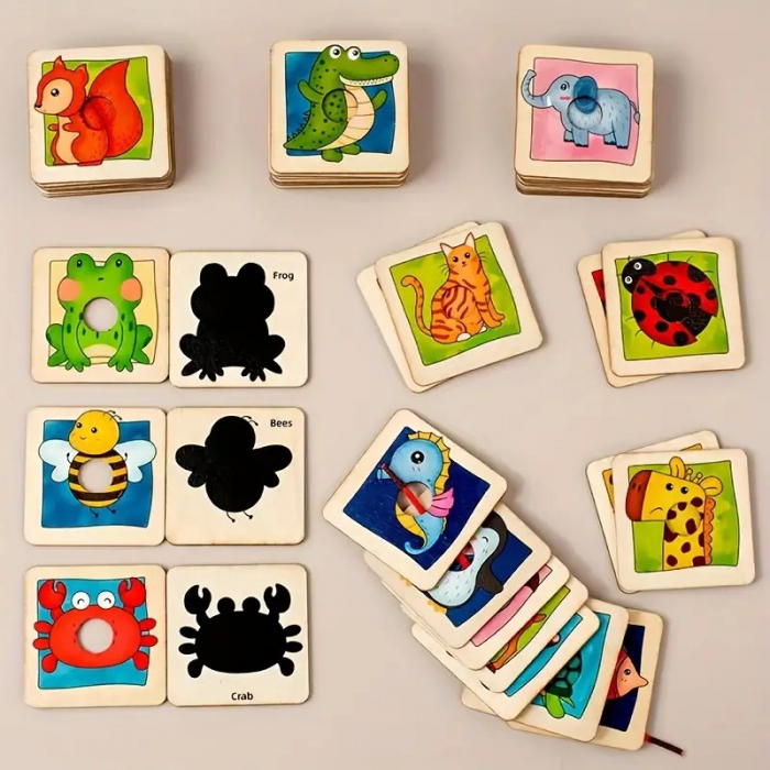 Joc 2 in 1 Asociaza animalul dupa colorit si joc de insiruit [5]