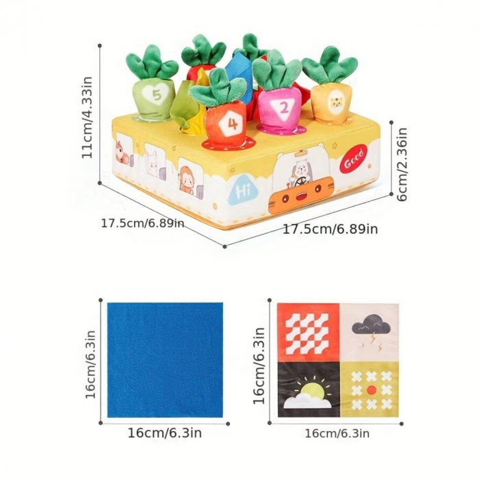 Joc 2 in 1 de sortare si motricitate cutiuta cu batiste si morcovi Parcul de distractii [5]