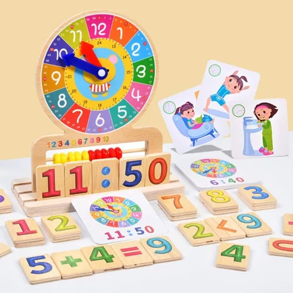 Joc 2 in 1 din lemn Invata ceasul si calcule matematice [1]