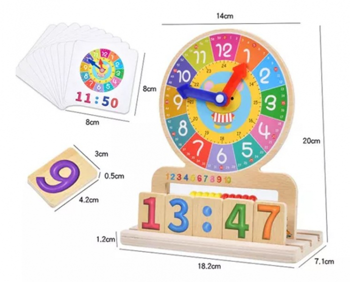 Joc 2 in 1 din lemn Invata ceasul si calcule matematice [4]