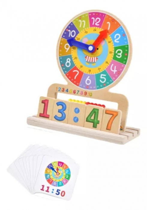 Joc 2 in 1 din lemn Invata ceasul si calcule matematice [2]
