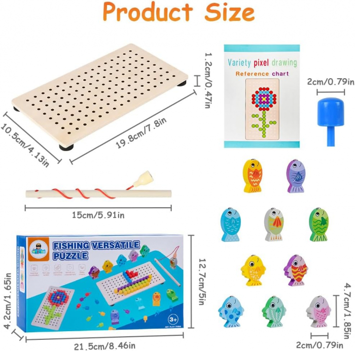 Joc 2 in 1 pescuit magnetic si mozaic cu pioneze [2]