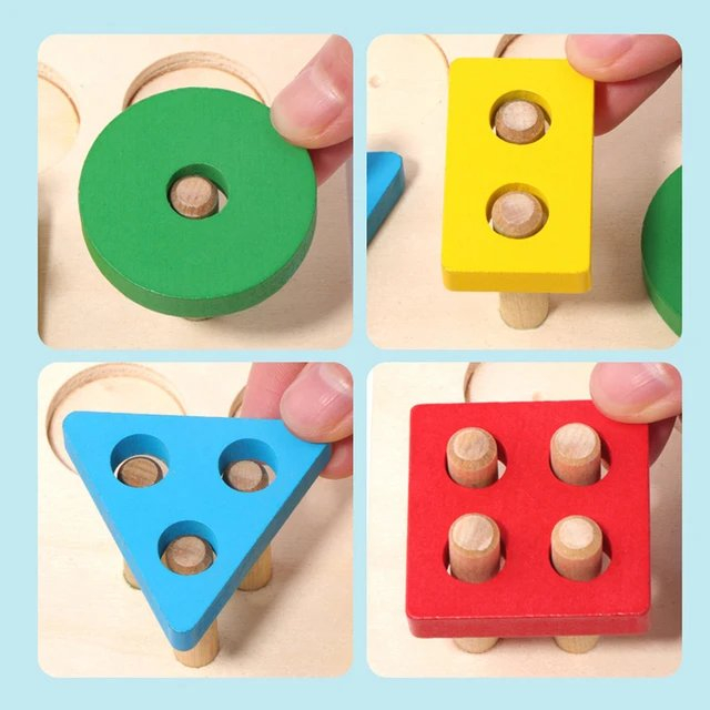 Joc 3 în 1 de tip Montessori - Sortator cu 4 forme geometrice, pescuit magnetic, prinde albinuta - Bee Cliping Game [3]
