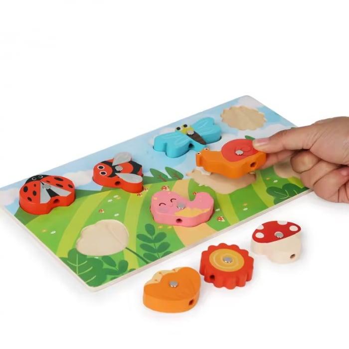 Joc 3 in 1 puzzle, pescuit magnetic si joc de insiruit din lemn [3]