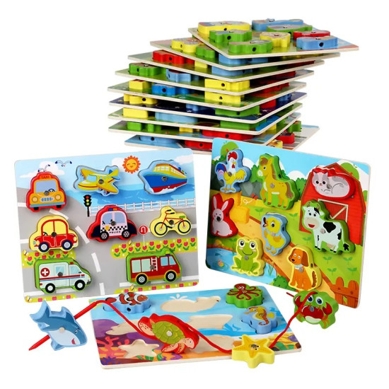 Joc 3 in 1 puzzle, pescuit magnetic si joc de insiruit INSECTE [5]