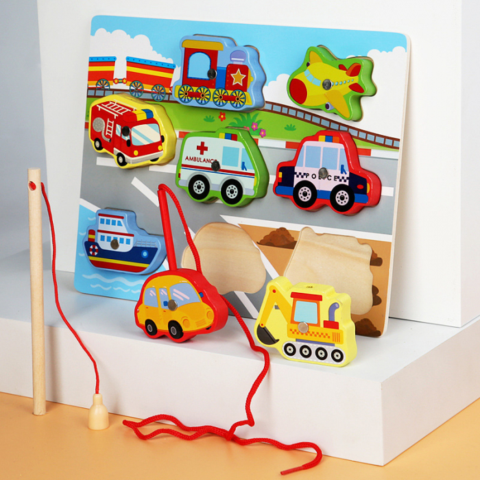 Joc 3 in 1 puzzle, pescuit magnetic si joc de insiruit VEHICULE [1]