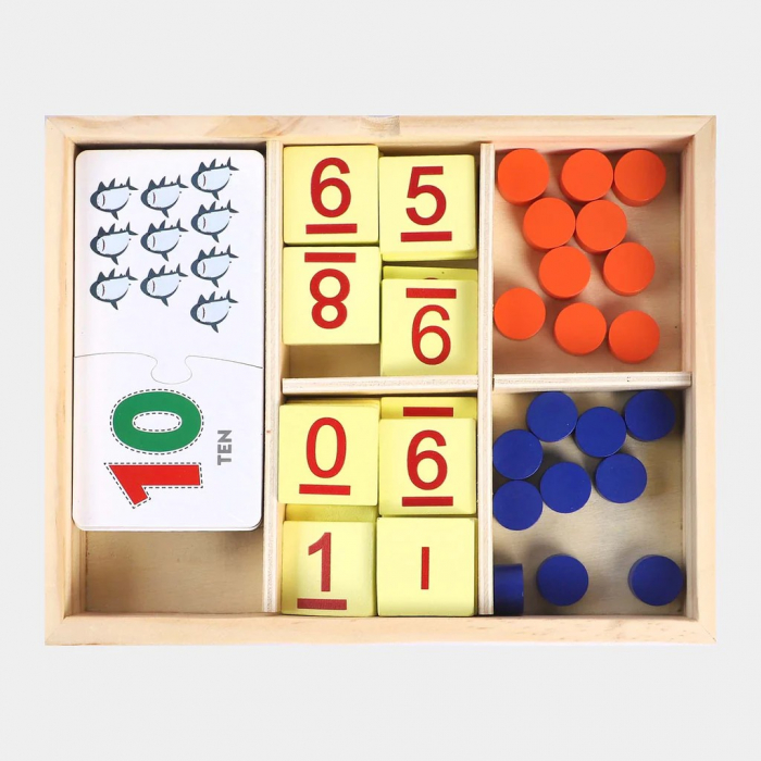 Joc aritmetic din lemn Numere si multimi de obiecte Arithmetic paired learning box [2]