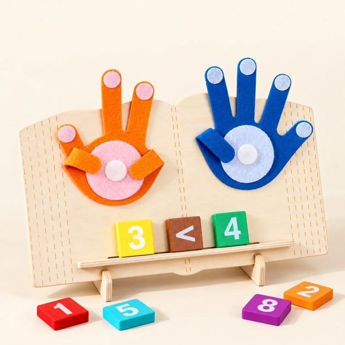Joc artimetic din lemn numarare pe degete si calcule matematice Montessori digital educational toys [2]
