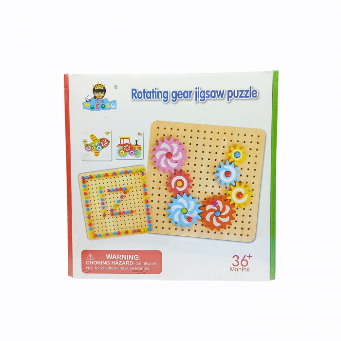 Joc creativ cu pioneze şi roţi zimţate - Rotating gear jigsaw puzzle [7]
