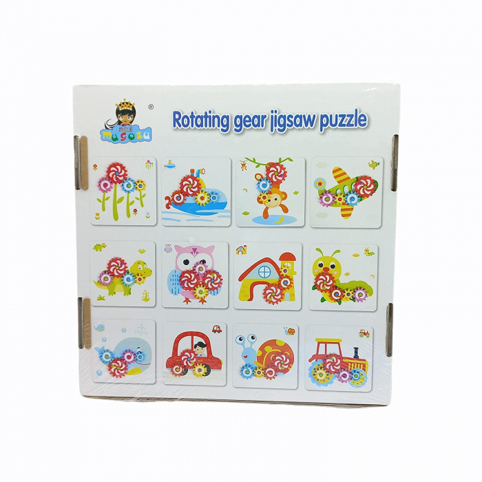 Joc creativ cu pioneze şi roţi zimţate - Rotating gear jigsaw puzzle [6]