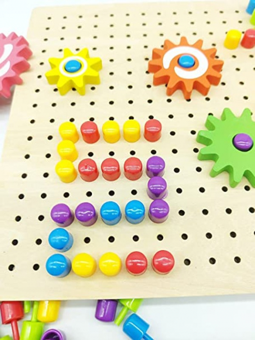 Joc creativ cu pioneze şi roţi zimţate - Rotating gear jigsaw puzzle [4]