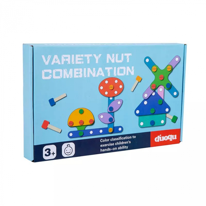 Joc creativ din lemn cu suruburi VARIETY NUT COMBINATION [6]