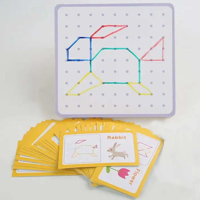 Joc creativ Montessori Geoboard cu elastice [3]