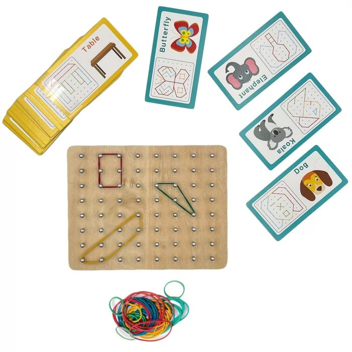 Joc creativ Montessori Geoboard cu elastice [2]