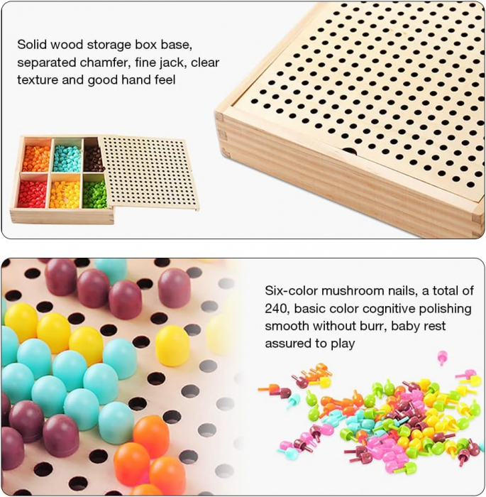 Joc creativ mozaic cu pioneze in gradina- Garden Mushroom nails [7]