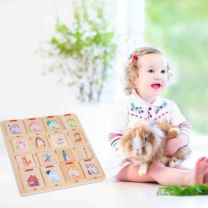 Joc de asociere din lemn TRIMITE ANIMALUL IN CASUTA [2]