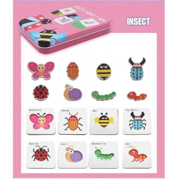 Joc de asociere în cutie metalică GUESS WHO I AM Insecte [6]