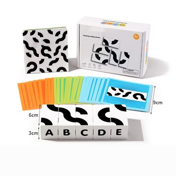 Joc de asociere si creativitate cu blocuri din lemn Rotating building blocks [4]