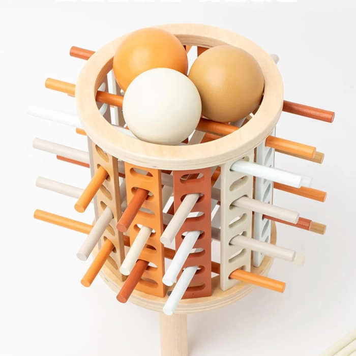 Joc de concentrare si strategie Kerplunk 2 in 1 turnul din lemn cu betisoare si bile colorate [5]