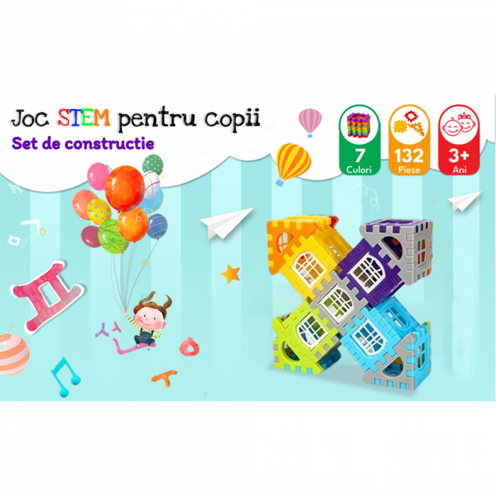 Joc de construit cu piese de imbinat de tip STEM 132 piese [7]