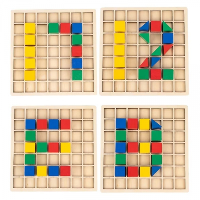 Joc de creativitate de tip mozaic din lemn Block Stacking puzzle [6]