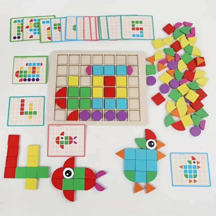 Joc de creativitate de tip mozaic din lemn Originality magic puzzle [2]