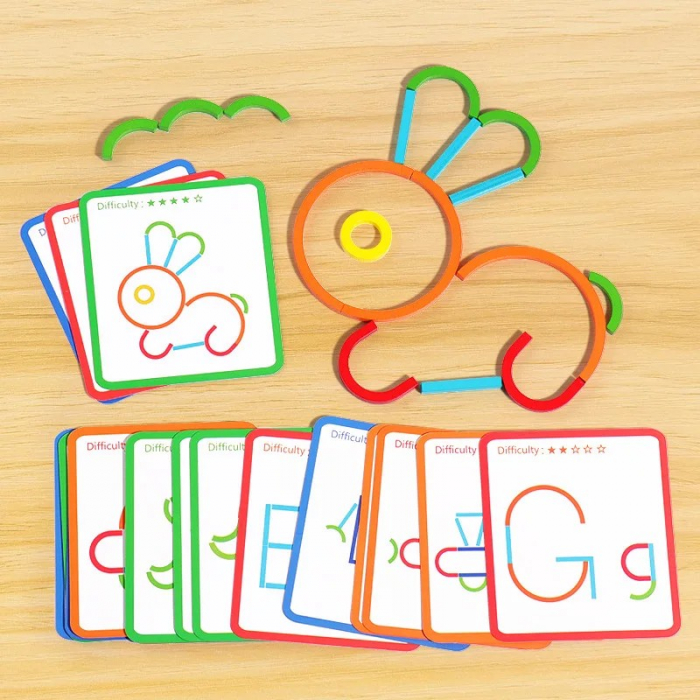 Joc de creativitate din lemn betisoare si inele Sticks and rings [3]