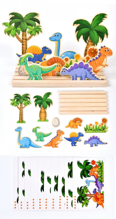 Joc de logica si atentie asezare in spatiu DINOZAURI [3]