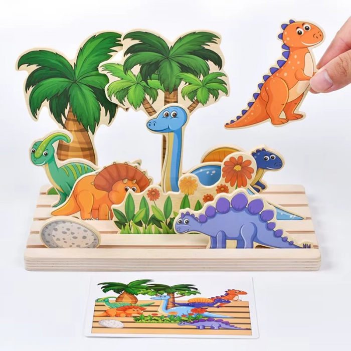 Joc de logica si atentie asezare in spatiu DINOZAURI [1]