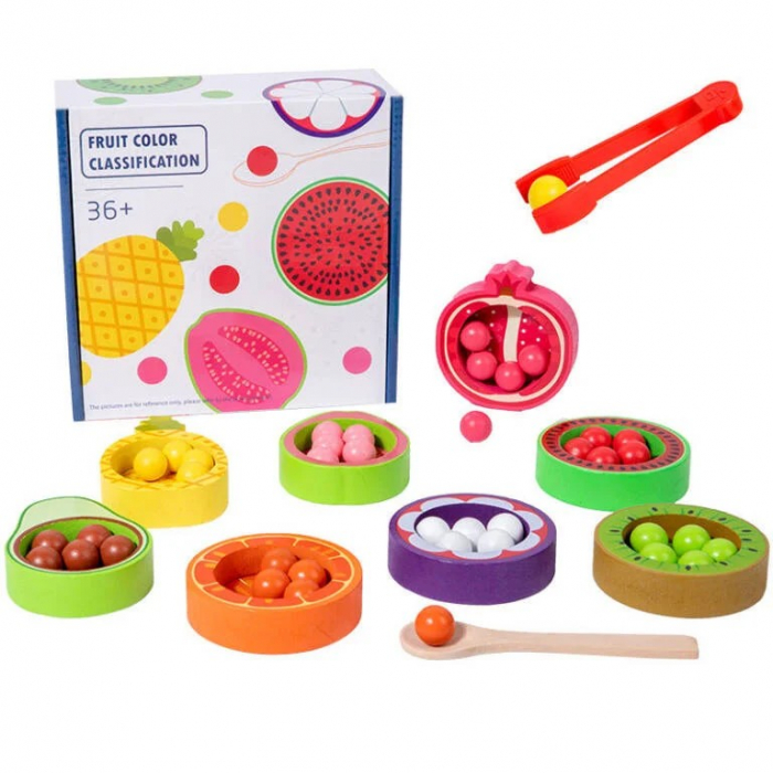 Joc de motricitate, indemanare si clasificare culori cu bilute Fructe - Fruit color classification [3]