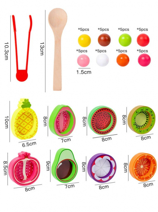 Joc de motricitate, indemanare si clasificare culori cu bilute Fructe - Fruit color classification [5]