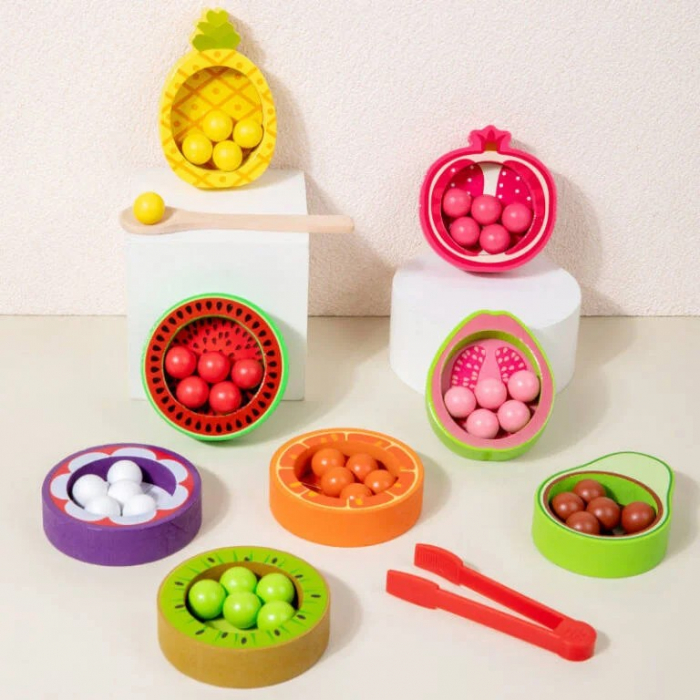 Joc de motricitate, indemanare si clasificare culori cu bilute Fructe - Fruit color classification [2]