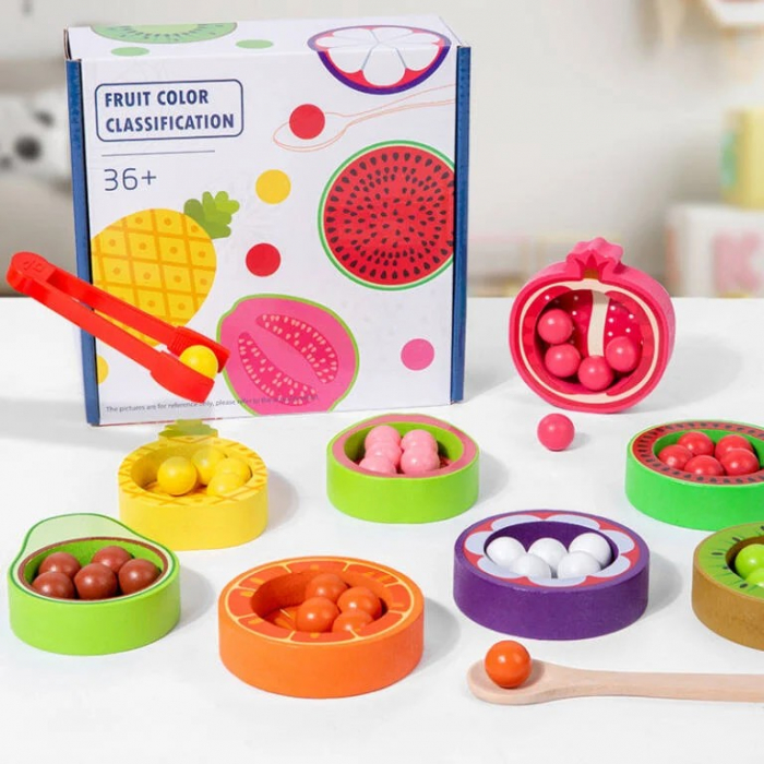 Joc de motricitate, indemanare si clasificare culori cu bilute Fructe - Fruit color classification [1]