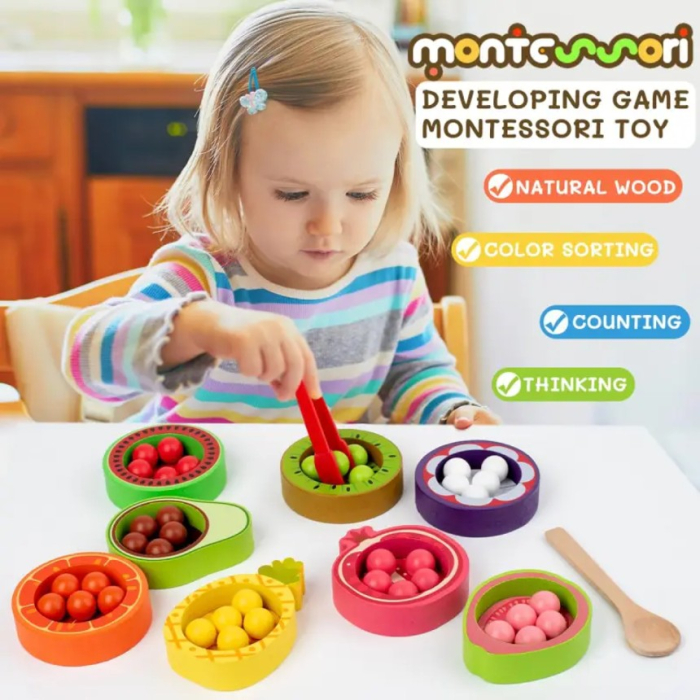 Joc de motricitate, indemanare si clasificare culori cu bilute Fructe - Fruit color classification [3]
