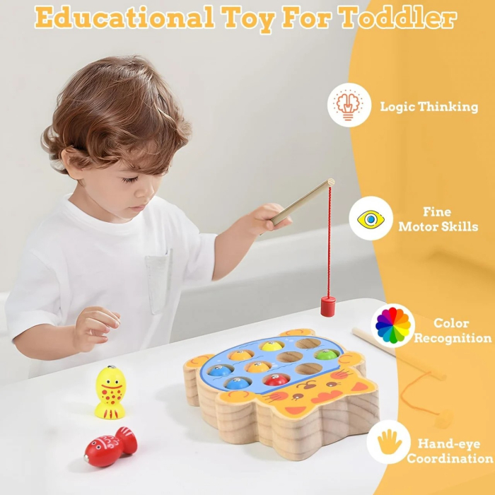 Joc de pescuit magnetic pisicuta din lemn Magnetic Cat Fishing Game [2]