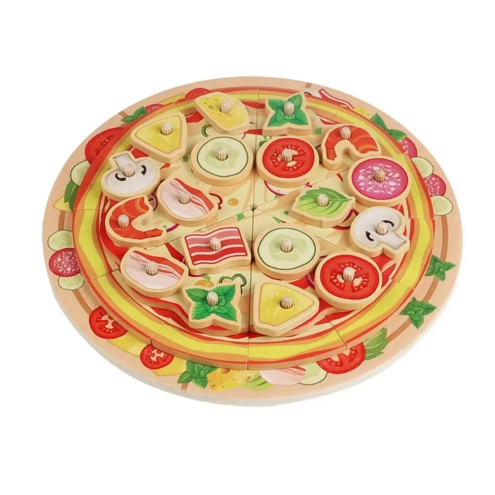 Joc de stivuit de tip puzzle din lemn PIZZA Intelligence Pillar set [4]