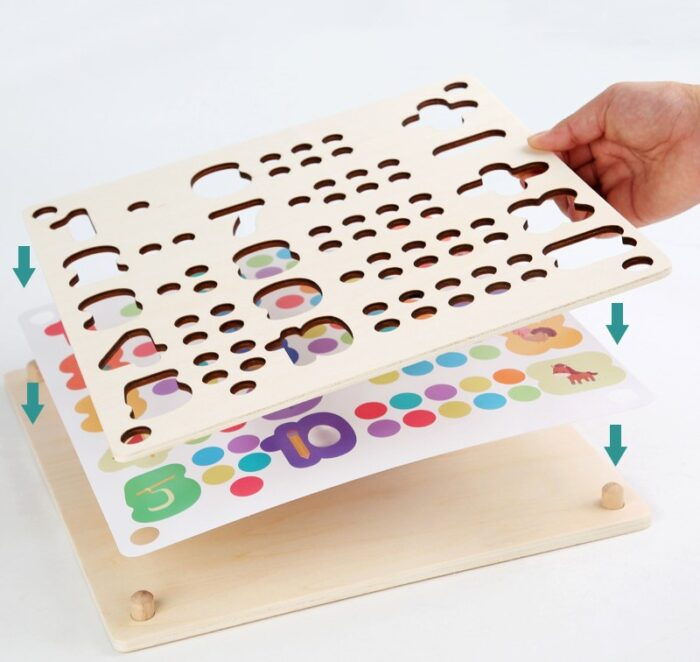 Joc de tip Montessori de clasificare culori, matematică și exersarea motricității - Pinball number game board [4]