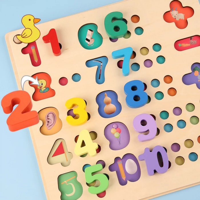 Joc de tip Montessori de clasificare culori, matematică și exersarea motricității - Pinball number game board [6]