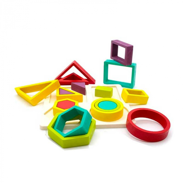 Joc de tip Montessori - Sortator cu 4 forme geometrice Shape and ferrule [4]
