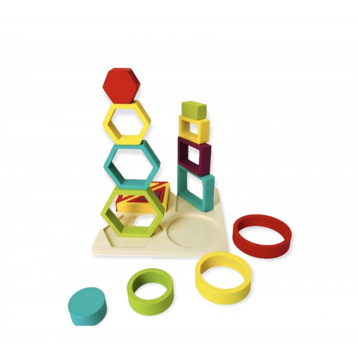 Joc de tip Montessori - Sortator cu 4 forme geometrice Shape and ferrule [5]