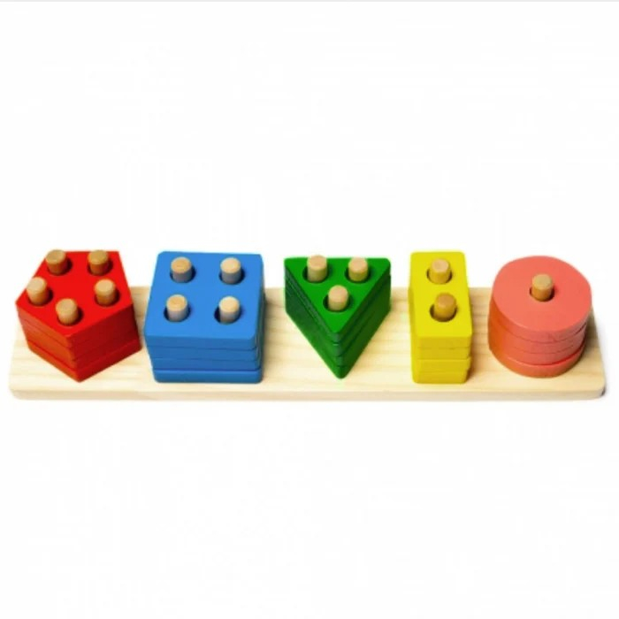 Joc de tip Montessori - SORTATOR CU 5 FORME GEOMETRICE Five sets of columns [2]