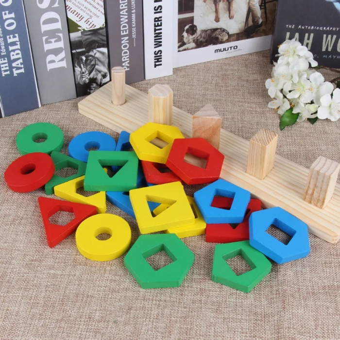 Joc de tip Montessori - Sortator cu 5 forme geometrice Rectangular Sleeve Column [4]