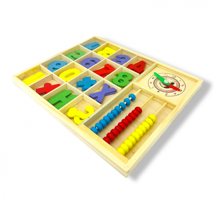 Joc din lemn 2 in 1 Invata matematica - Invata ceasul -numaratoare [2]